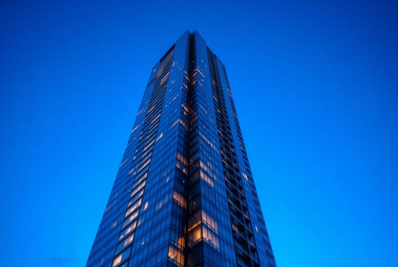 Torres residenciais e corporativas modernas ao entardecer